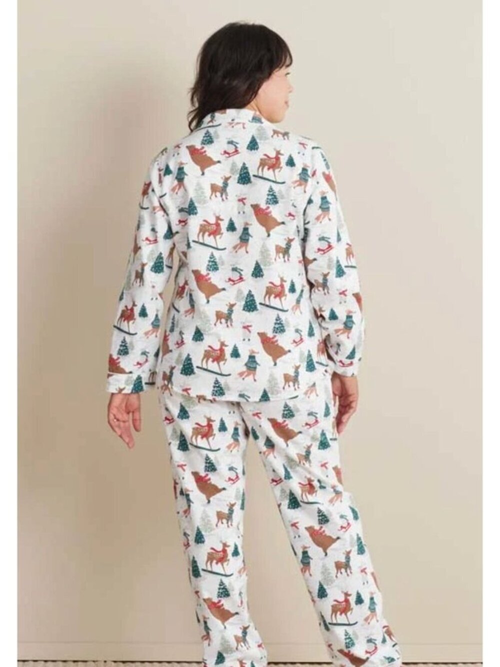 The Company Store Womens Winter Skating Animals Pajama Set Sz Small White XM EXC - Picture 2 of 12